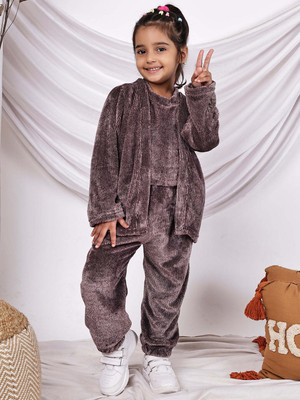 NEUDIS Girls Casual Top Trouser(Charcoal Grey)