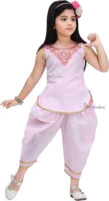 Samshil Fashion Girls Party(Festive) Top Pant(Lpink)