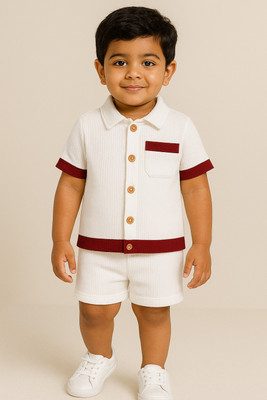 Ruturaj Baby Boys Party(Festive) Shirt Shorts(MAROON & WHITE)