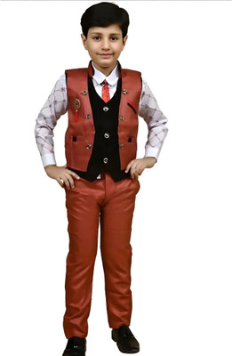 GUPTAECOMMERCE Boys Party(Festive) Waistcoat Bodysuit(RED)