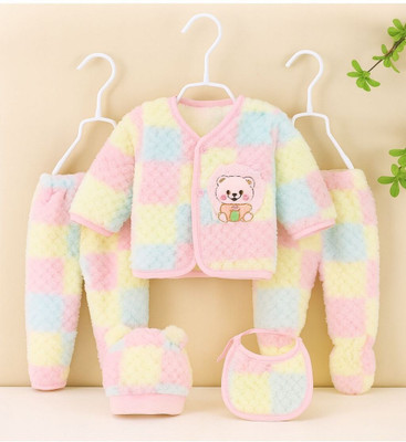KIDS PARYANIS Baby Boys & Baby Girls Party(Festive) Sweatshirt Pyjama, Cap, Bib(Multicolour)