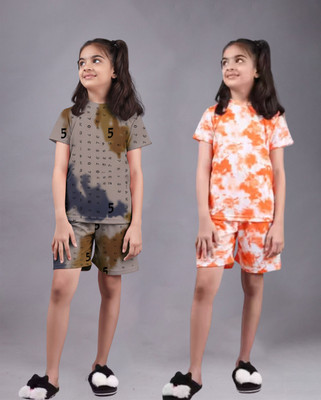 NVELIS Girls Casual T-shirt Shorts(Multicolor 67)
