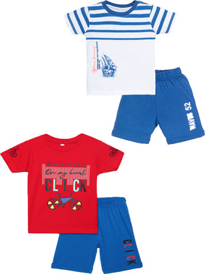 Guti Boys Casual T-shirt Shorts(White&Red)