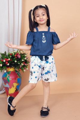 A Tumpa collection Baby Girls Casual Top Pant(Blue)