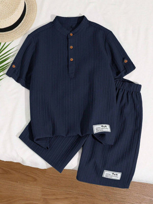 Ruturaj Baby Boys Casual Shirt Shorts(BLUE)