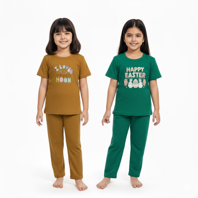 TAKKIFASHION Girls Casual T-shirt Pant(MULTICOLOUR)