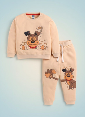 LITTLE NINJA Baby Boys Casual Sweatshirt Track Pants(BEIGE)