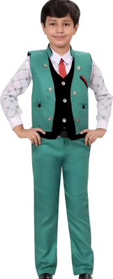 GUPTAECOMMERCE Boys Party(Festive) Waistcoat Bodysuit(GREEN)