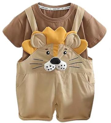 Bold N Elegant Baby Boys Casual T-shirt Dungaree(Brown)