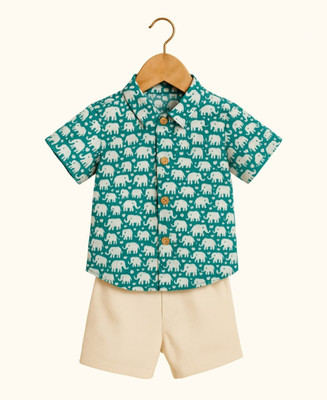 THE VIBES BOOK Baby Boys & Baby Girls Party(Festive) Shirt Shorts(Multicolor)