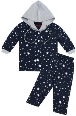 NextGen Baby Boys & Baby Girls Casual Jacket Pyjama(Navy Blue)