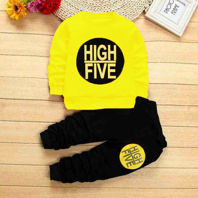PY PINKYOU Boys & Girls Casual T-shirt Pant(Yellow)