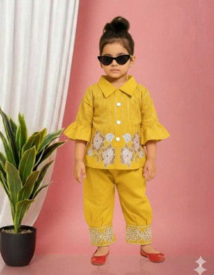 Jm dresses Girls Party(Festive) Top Dhoti Pant(YEALLOW)
