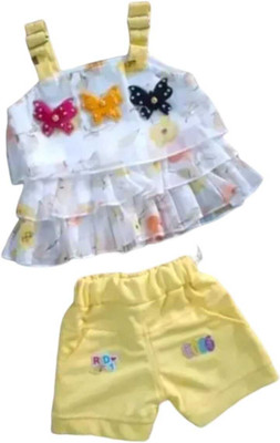 RAIGARMENT Baby Girls Party(Festive) Top Shorts(YELLOW)