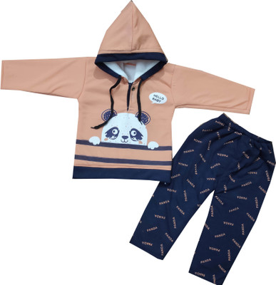 HouseOfCommon Baby Boys & Baby Girls Casual T-shirt Pyjama(PEACH)