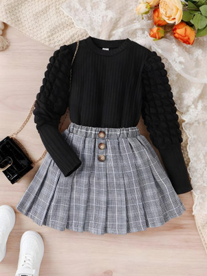 BRWORLDCOLLECTION Baby Girls Casual Top Skirt(BLACK)