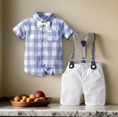 Vora Baby Boys & Baby Girls Party(Festive) Shirt Shorts(Blue)