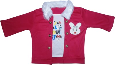 akidsfashion Baby Girls Casual Top Pant, Jacket(Pink)