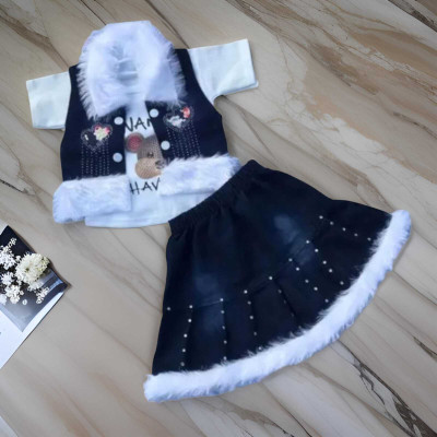 imuS Baby Girls Casual Top Skirt(Blue)