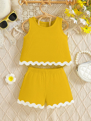 TIOR Girls Party(Festive) T-shirt Skirt(Yellow)