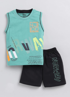 GIGGLY FOX Baby Boys Casual T-shirt Shorts(Smoke Green)
