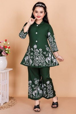 MOSUM COLLECTION Girls Casual Top Pant(GREEN)