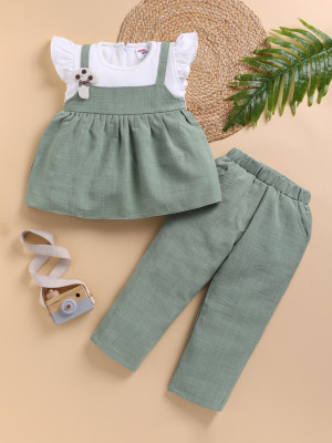 LACKii DOLL Girls Casual Top Top, Pant(Green)