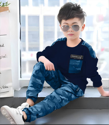 ULTRINA Boys Party(Festive) T-shirt Track Pants(NAVY BLUE)
