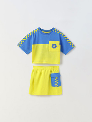 Spunkies Girls Casual Top Skirt(YELLOW)