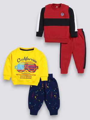 carrydreams Boys & Girls Casual T-shirt Trouser(MAROON_YELLOW)