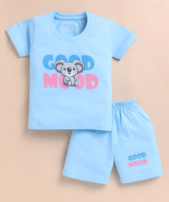 Blushh Berry Boys Casual T-shirt Shorts(Sky Blue Color)