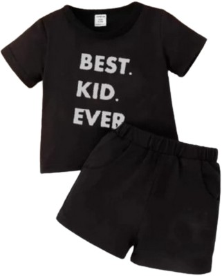 Mitansh Baby Boys & Baby Girls Casual T-shirt Shorts(BLACK)