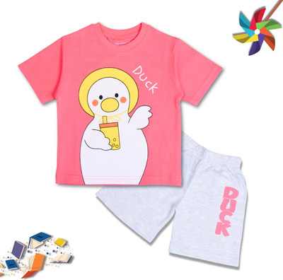 Worton Fashion Baby Boys Casual T-shirt Shorts(Pink)