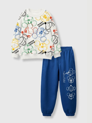 Nap Chief Boys & Girls Mickey Casual Sweatshirt Track Pants(Off White)
