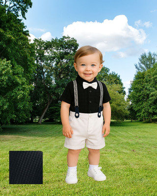 KRIYU CREATION Boys Party(Festive) Shirt Shorts(BLACK)