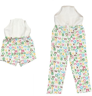 SNUGKINS Kids Nightwear Baby Boys & Baby Girls Printed Cotton(White Pack of 1)