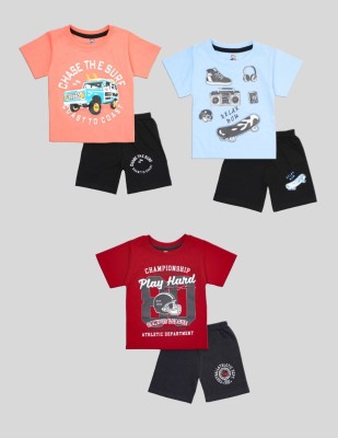 tiny hugs Boys & Girls Casual T-shirt Shorts(Peach, Red, Light Blue)