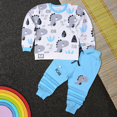 Worton Fashion Boys Casual T-shirt Pant(Sky Blue)