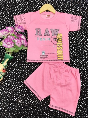 AL BAYDAR FASHION Baby Boys Casual T-shirt Pant(Pink)