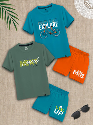 Raax Boys & Girls Casual T-shirt Shorts(Turcoise:Orange:Mint:Turcoise)