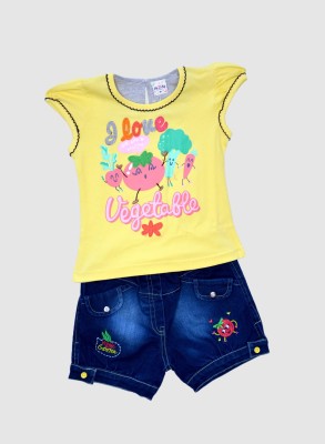 ME N MY Baby Boys & Baby Girls Casual T-shirt Shorts(Yellow)