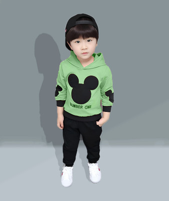 HIKUJ Boys Mickey Casual T-shirt Track Pants(Parrot Green)