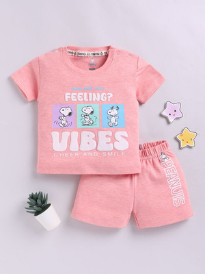 YK X Tinyo Baby Boys Casual T-shirt Shorts(Peach)