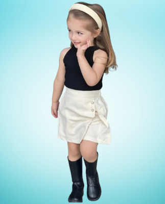 MENVVY TREND Baby Girls Party(Festive) Top Shorts(BLACK)
