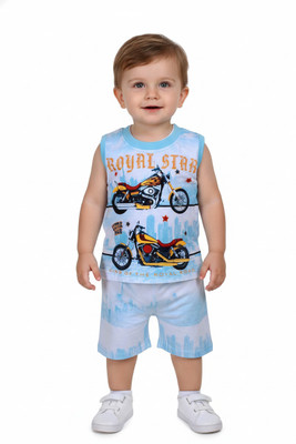 Silakaari Baby Boys & Baby Girls Casual Top Shorts(Blue)