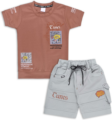 Silver Kraft Boys Casual T-shirt Shorts(Brown)