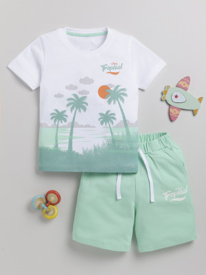 SmartRAHO Boys Casual T-shirt Shorts(SEA GREEN)