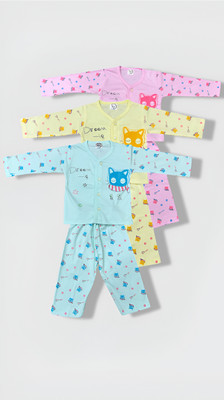 SAHIL Baby Boys & Baby Girls Casual Shirt Pant(LIGHT BLUE, LIGHT YELLOW, LIGHT PINK)