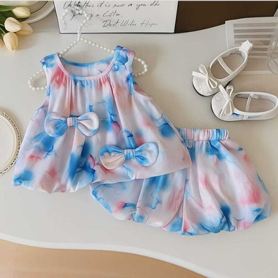 MSAFASHION Baby Girls Casual Top Pant(BLUE)