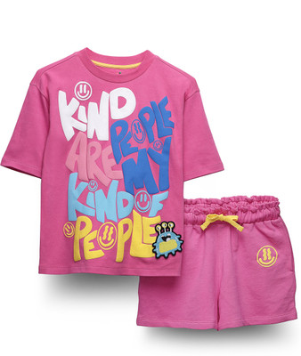 Spunkies Girls Casual Top Skirt(PINK)